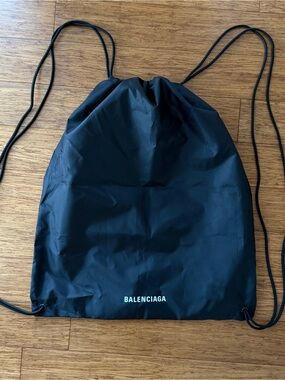 Balenciaga Black Nylon Drawstring Dust Bag Storage Pouch, Large